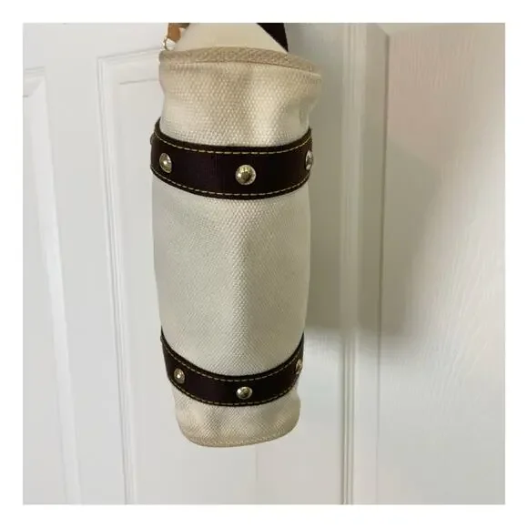 Louis Vuitton Antigua Cabás MM Canvas Tote Bag Cream Brown Trim Brass Rivets - Picture 7 of 12